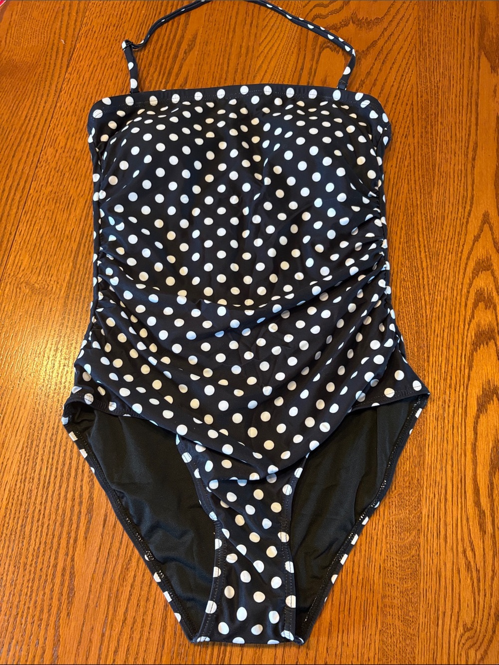 Holipick Women One Piece Swimsuit Black with White Polka Dots Medium